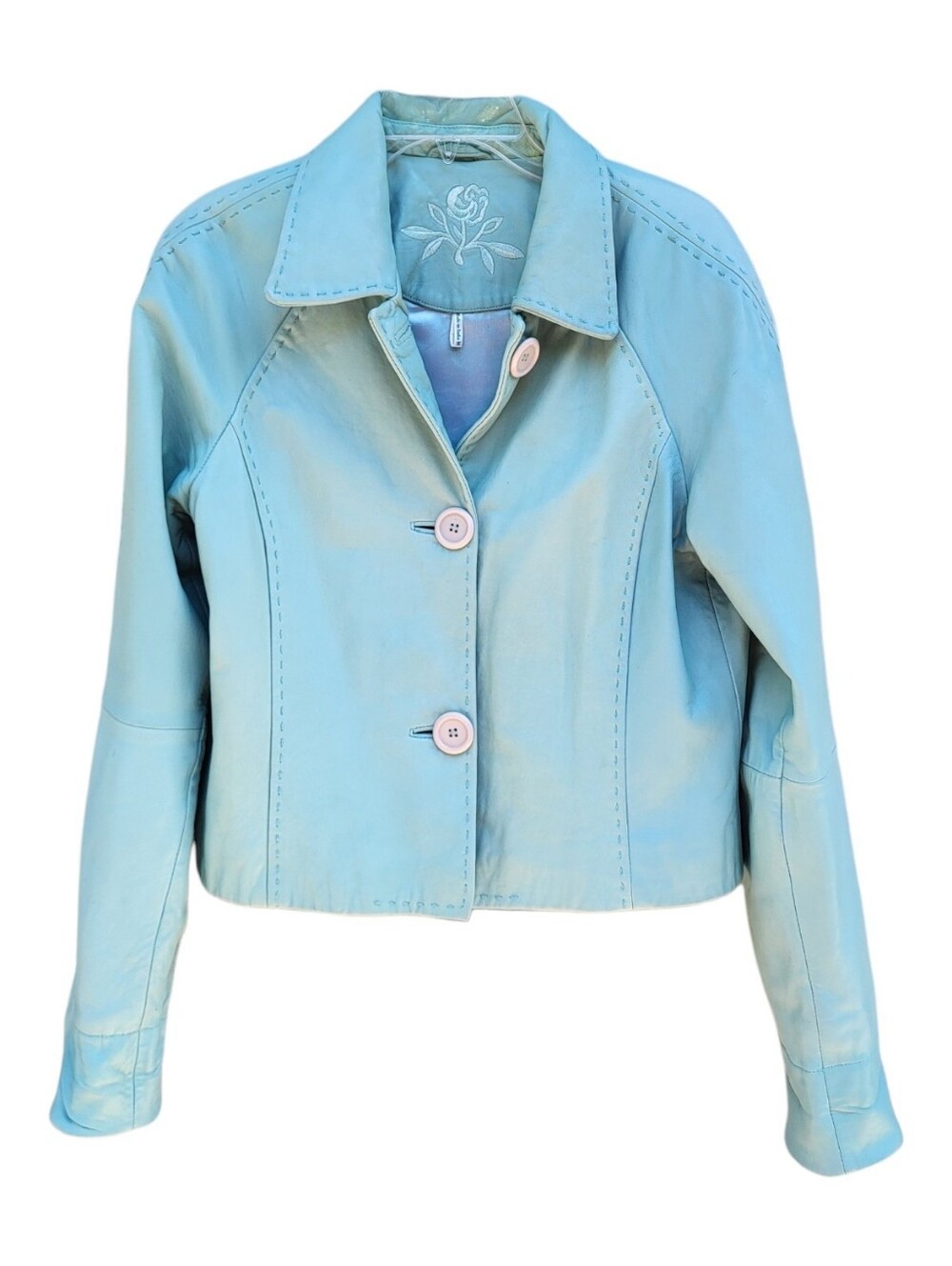Rare Find - Provence D'Amour Women's Turquoise Leather Jacket - Size M